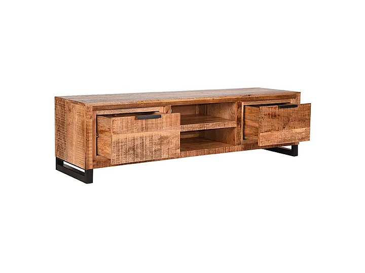 Meuble TV Glasgow - Brut - Bois de manguier - 160 cm