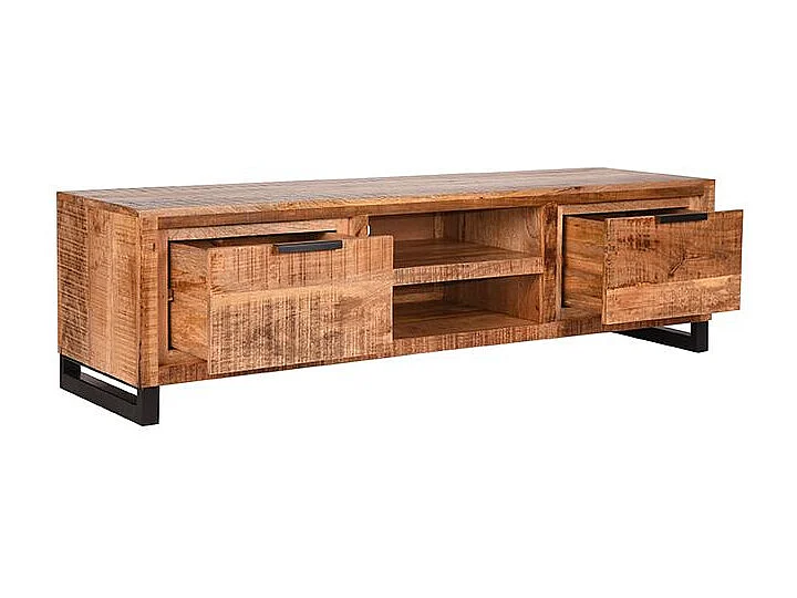 Meuble TV Glasgow - Brut - Bois de manguier - 160 cm