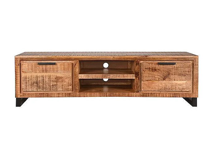 Meuble TV Glasgow - Brut - Bois de manguier - 160 cm