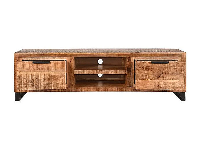 Meuble TV Glasgow - Brut - Bois de manguier - 160 cm