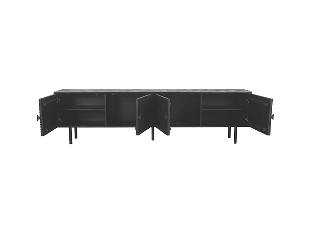 Meuble TV Cotia - Noir - Bois de Manguier - 220cm