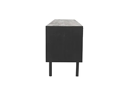 Meuble TV Cotia - Noir - Bois de Manguier - 220cm