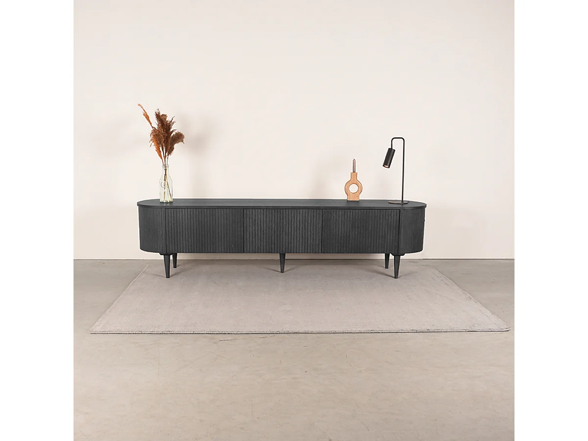 Tv-meubel Oliva - Zwart - Eiken - 220 cm