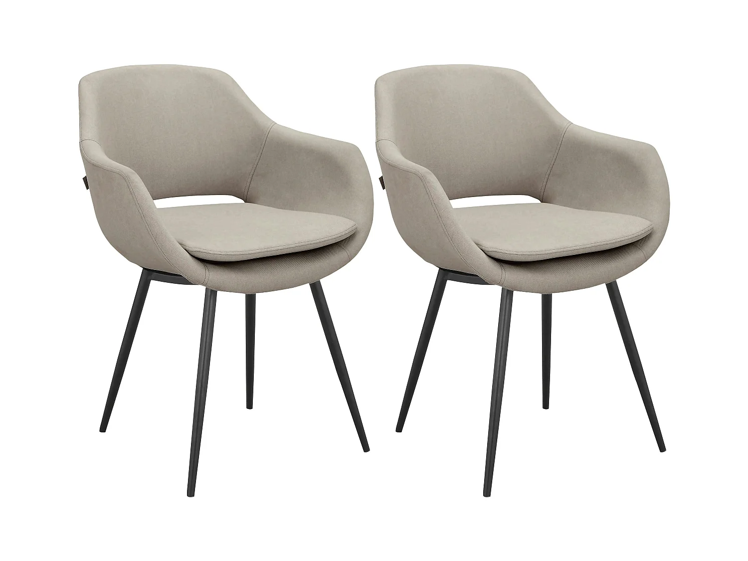 Kobe | Lot de 2 chaises de salle à manger en tissu crème