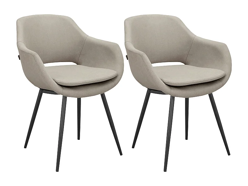 Kobe | Lot de 2 chaises de salle à manger en tissu crème