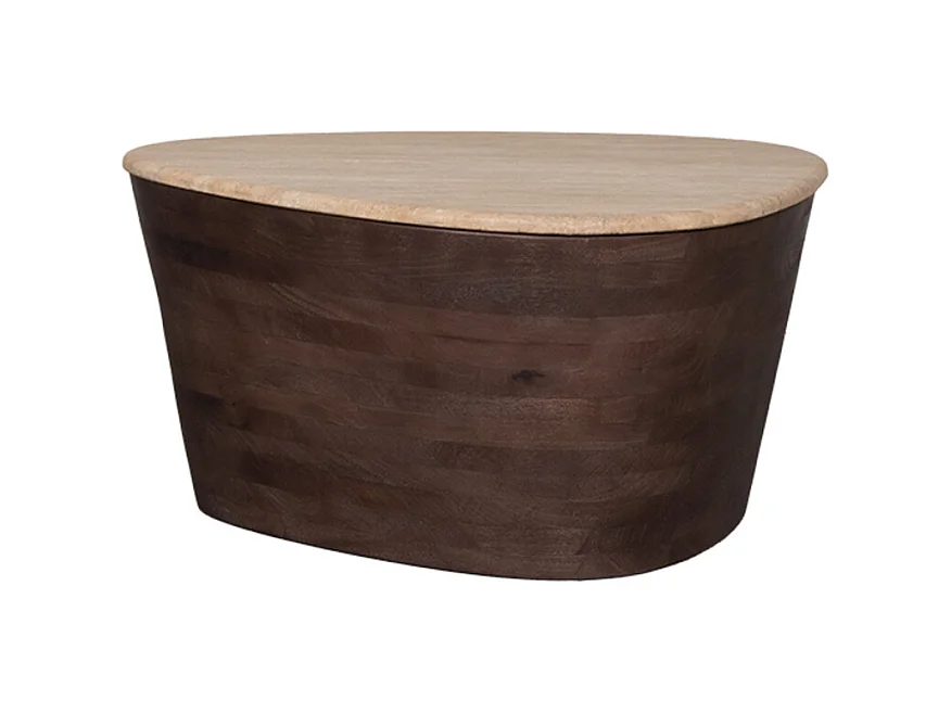 Salontafel Ravi - Espresso - Travertin - 70 cm