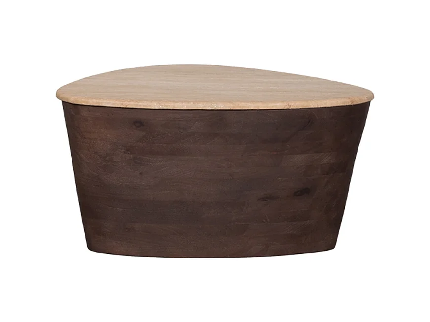 Salontafel Ravi - Espresso - Travertin - 70 cm