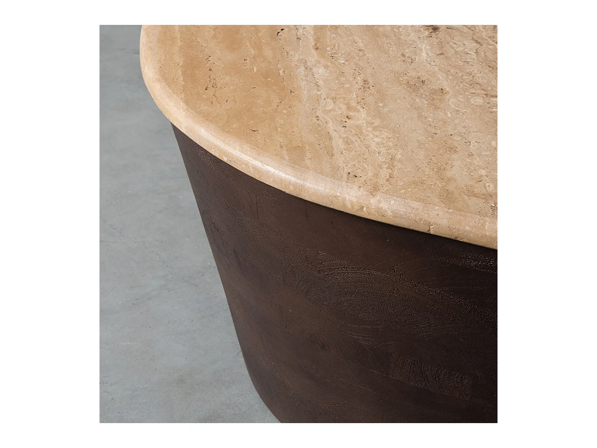Salontafel Ravi - Espresso - Travertin - 70 cm