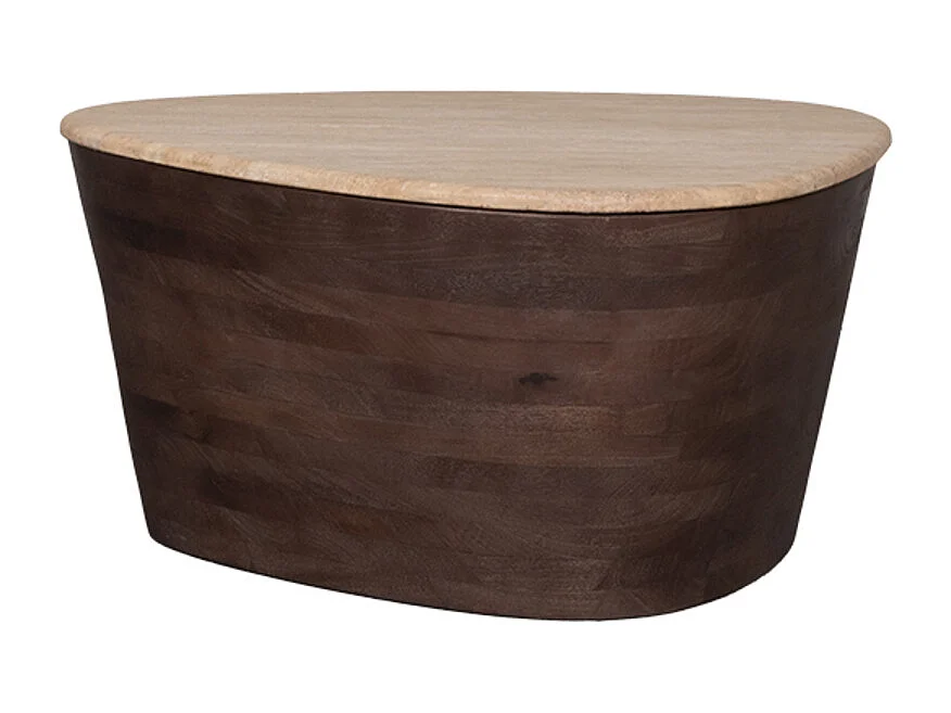 Table basse Ravi - Espresso - Travertin - 70 cm