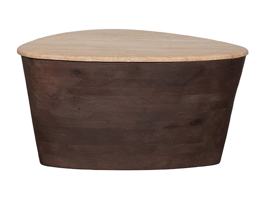 Table basse Ravi - Espresso - Travertin - 70 cm