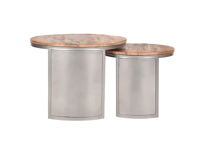 Ensemble de tables basses Bunch - Brut - Bois de manguier