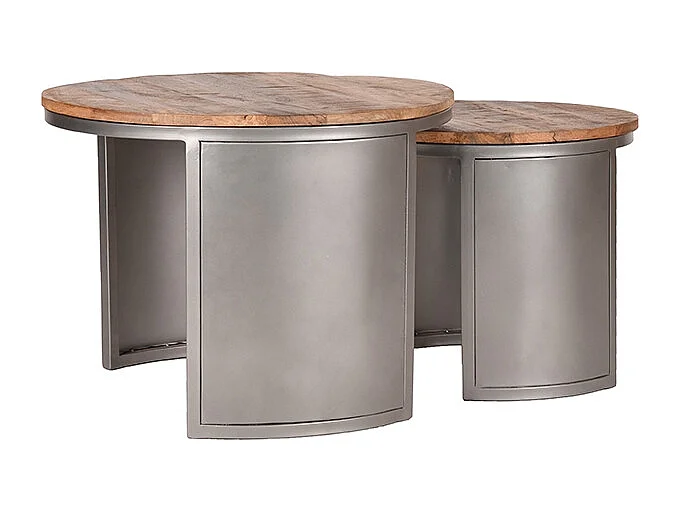 Ensemble de tables basses Bunch - Brut - Bois de manguier