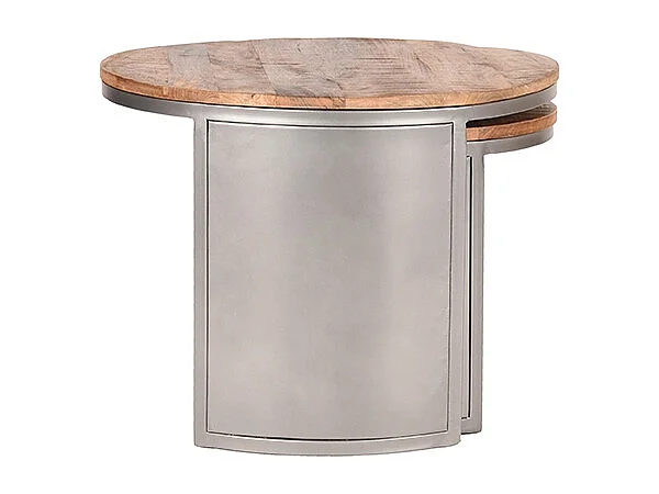 Ensemble de tables basses Bunch - Brut - Bois de manguier