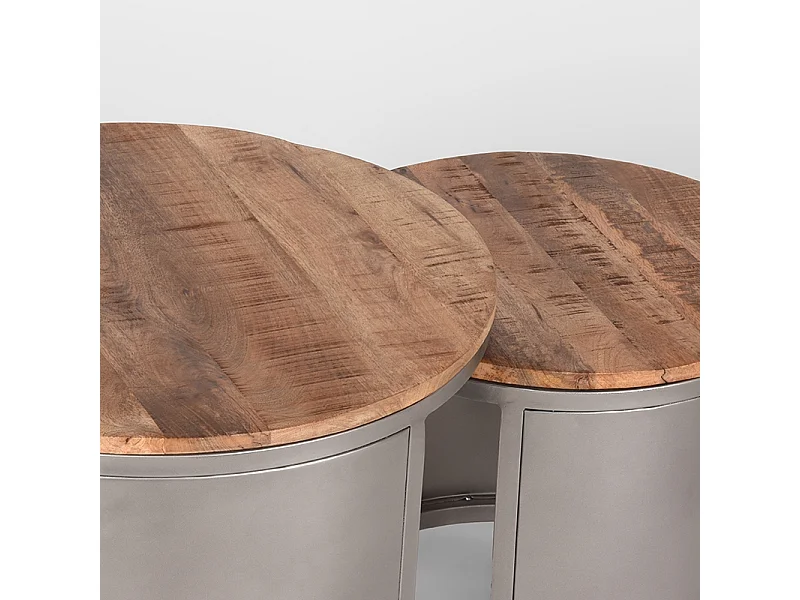 Ensemble de tables basses Bunch - Brut - Bois de manguier