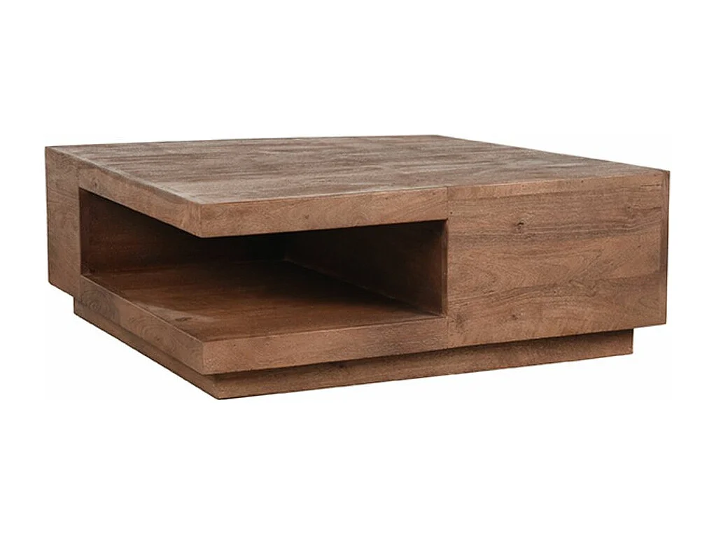 Table basse carrée 80x80x30 cm - Espresso - Bois de manguier