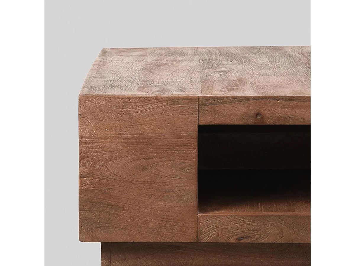 Table basse carrée 80x80x30 cm - Espresso - Bois de manguier