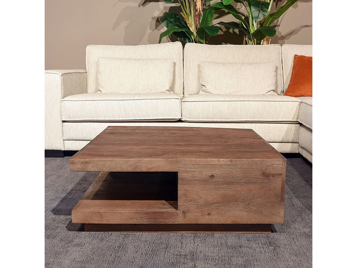 Table basse carrée 80x80x30 cm - Espresso - Bois de manguier