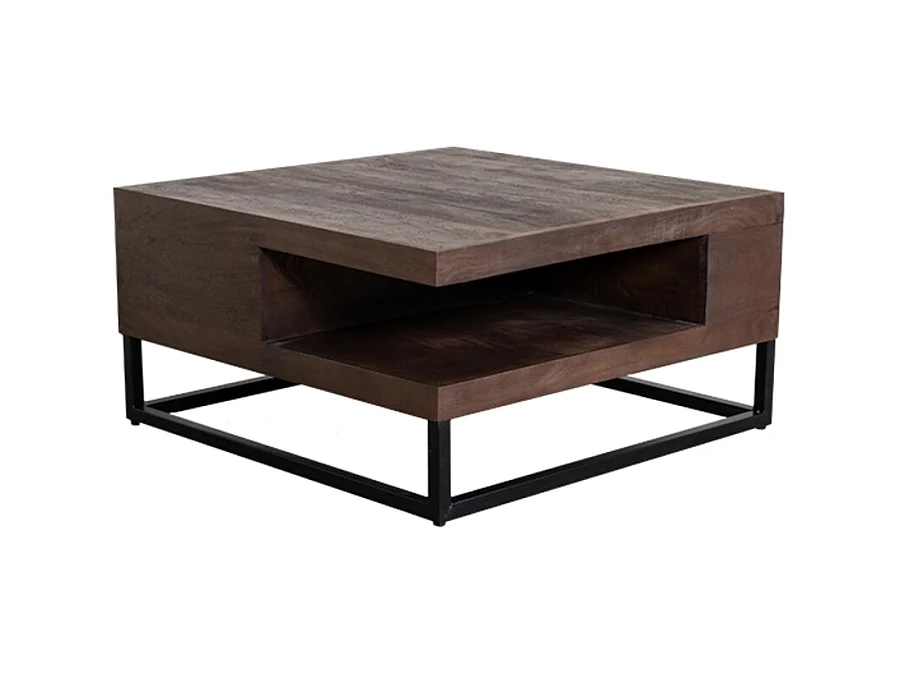 Salontafel Cube - Espresso - Mangohout - 80x80x40 cm