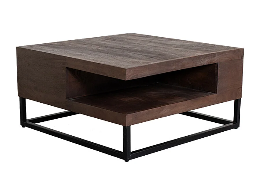 Salontafel Cube - Espresso - Mangohout - 80x80x40 cm
