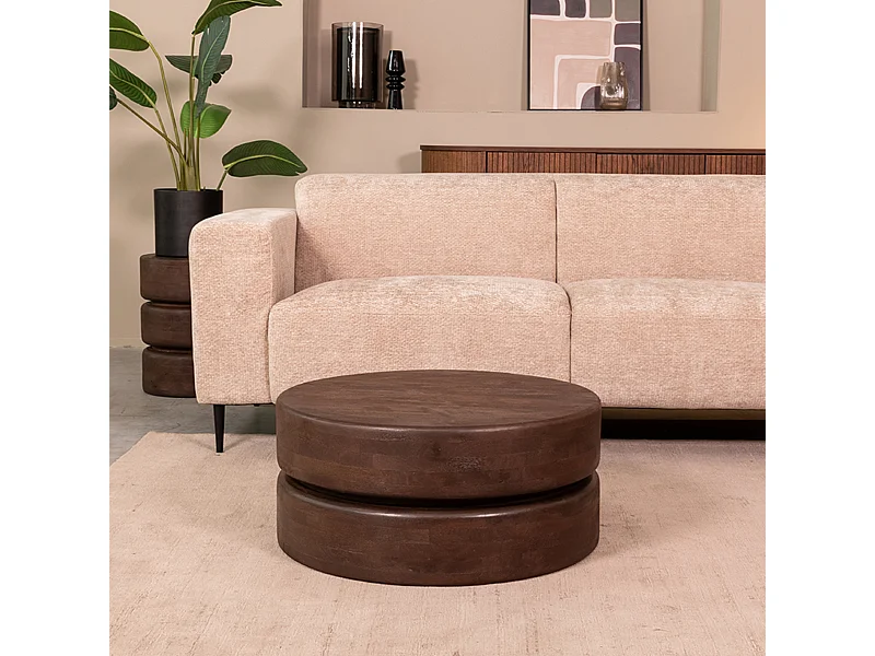 Milly Couchtisch - Espresso - Mangoholz - 70 cm