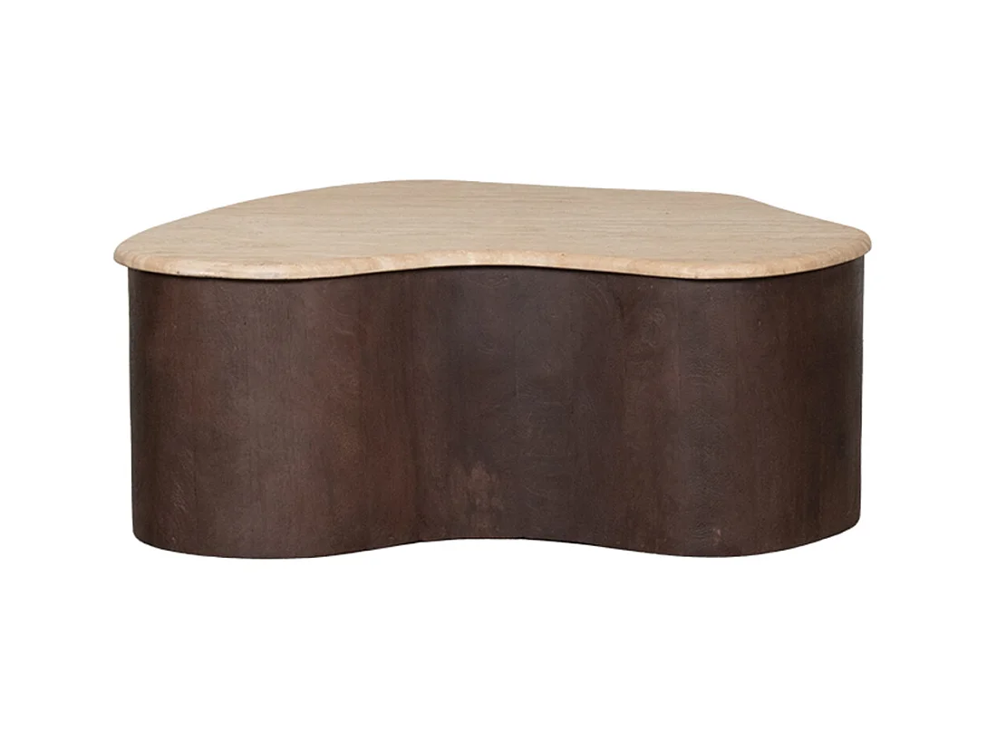 Table basse Davi - Espresso - Travertin - 80 cm