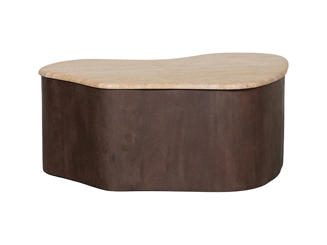 Table basse Davi - Espresso - Travertin - 80 cm