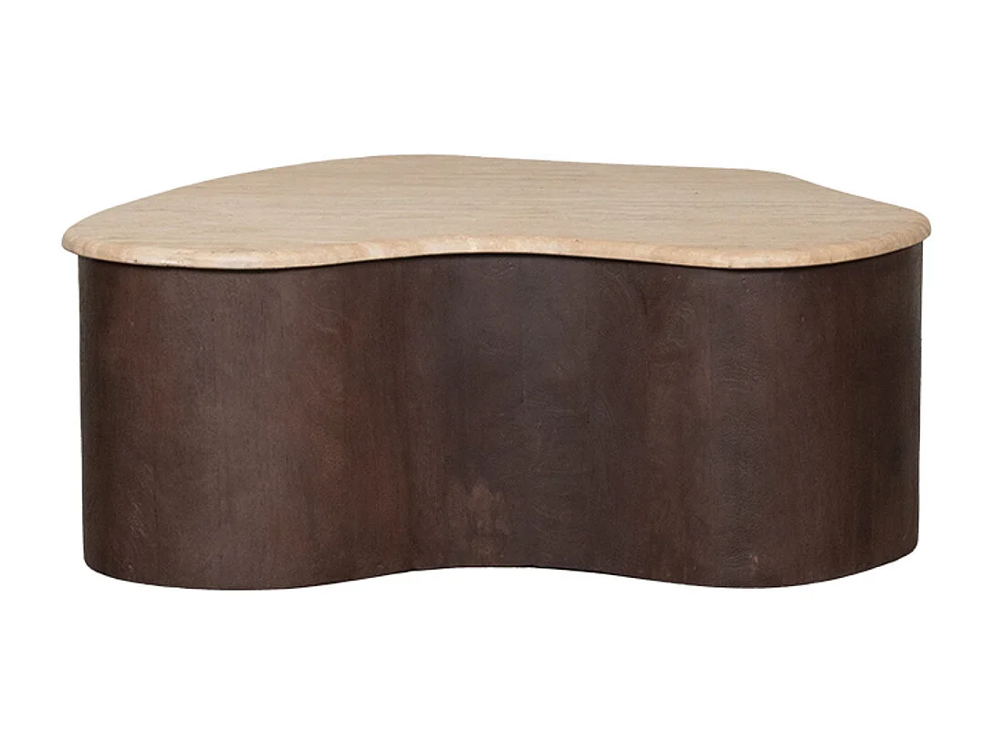Salontafel Davi - Espresso - Travertin - 80 cm