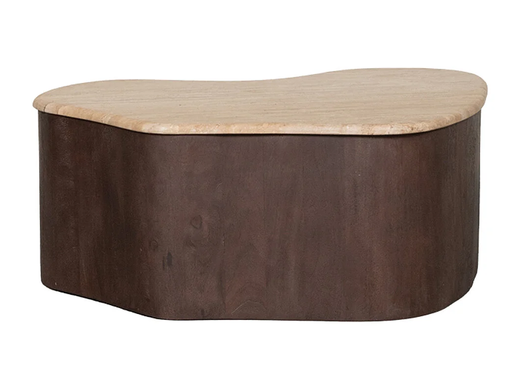 Salontafel Davi - Espresso - Travertin - 80 cm