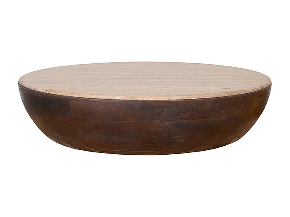 Table basse Bol - Espresso - Travertin