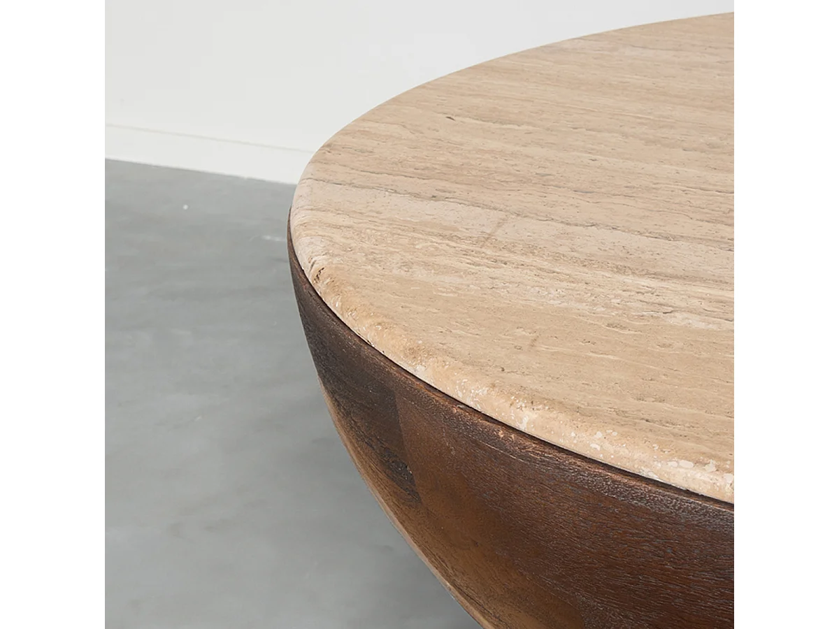 Table basse Bol - Espresso - Travertin
