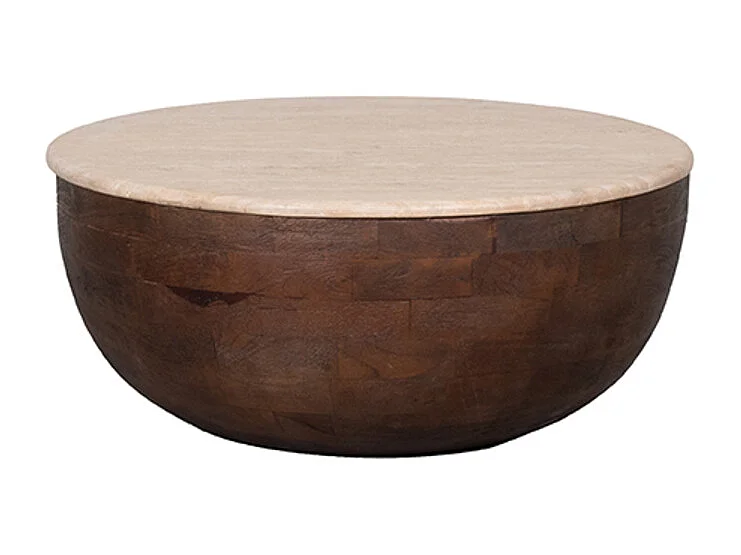 Table basse Bol - Espresso - Travertin