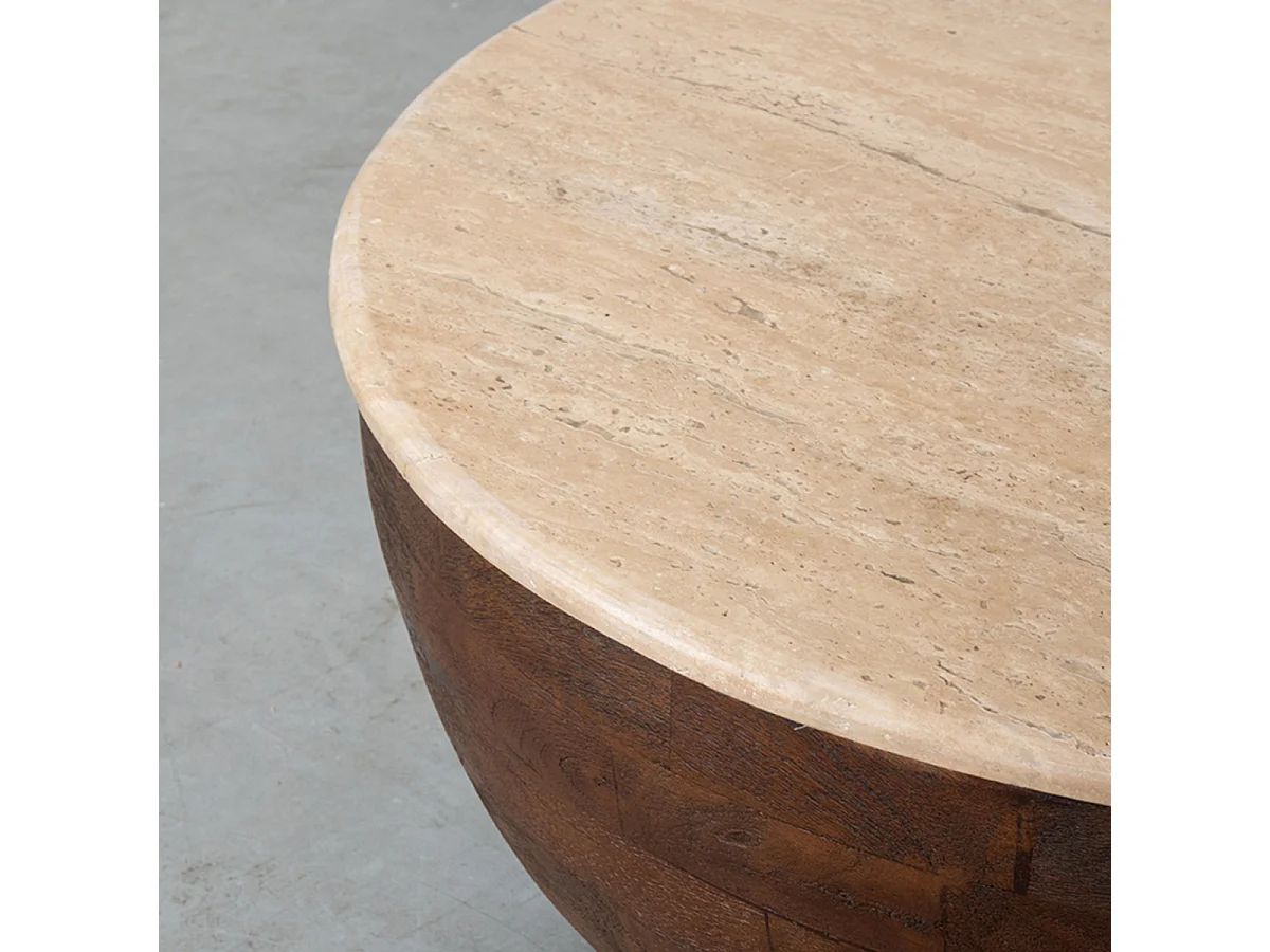 Table basse Bol - Espresso - Travertin