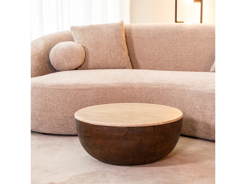 Table basse Bol - Espresso - Travertin