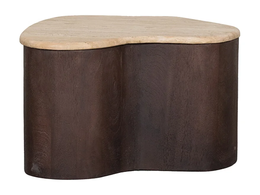 Table basse Davi - Espresso - Travertin - 50 cm