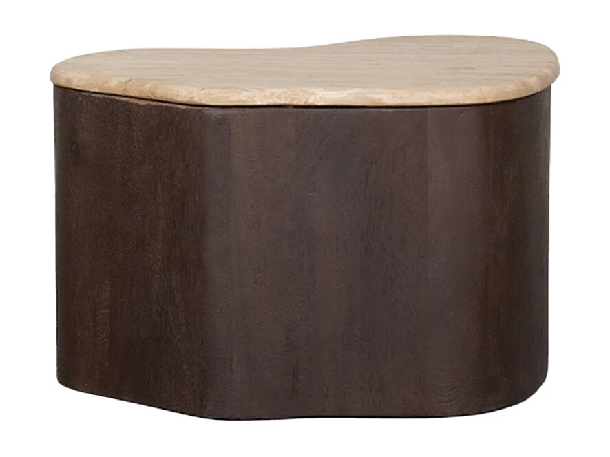 Table basse Davi - Espresso - Travertin - 50 cm