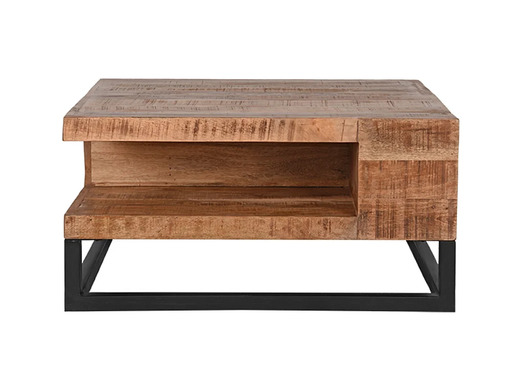 Table basse Cube 80x80x40 cm - Brut - Bois de manguier