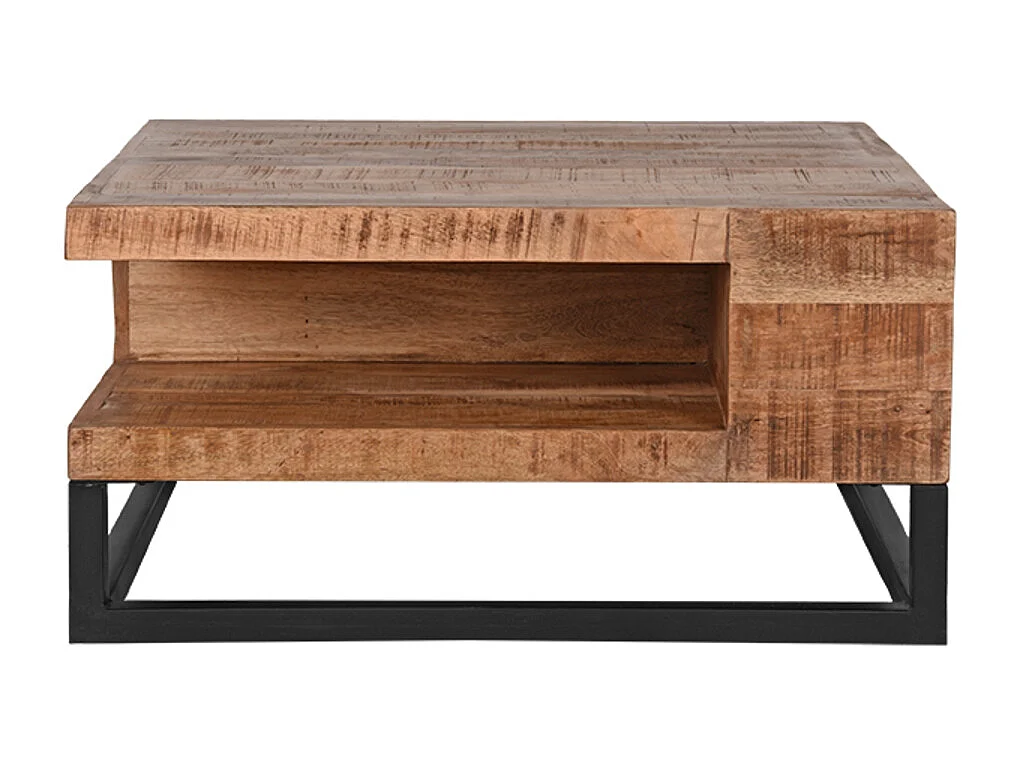Table basse Cube 80x80x40 cm - Brut - Bois de manguier