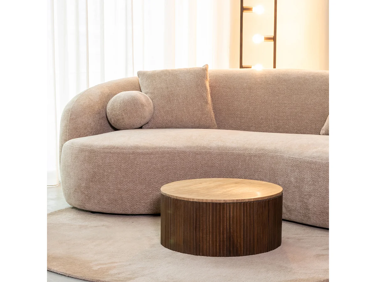 Ribble Couchtisch – Espresso – Travertin