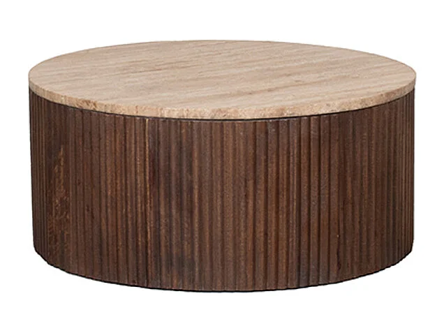 Ribble Couchtisch – Espresso – Travertin