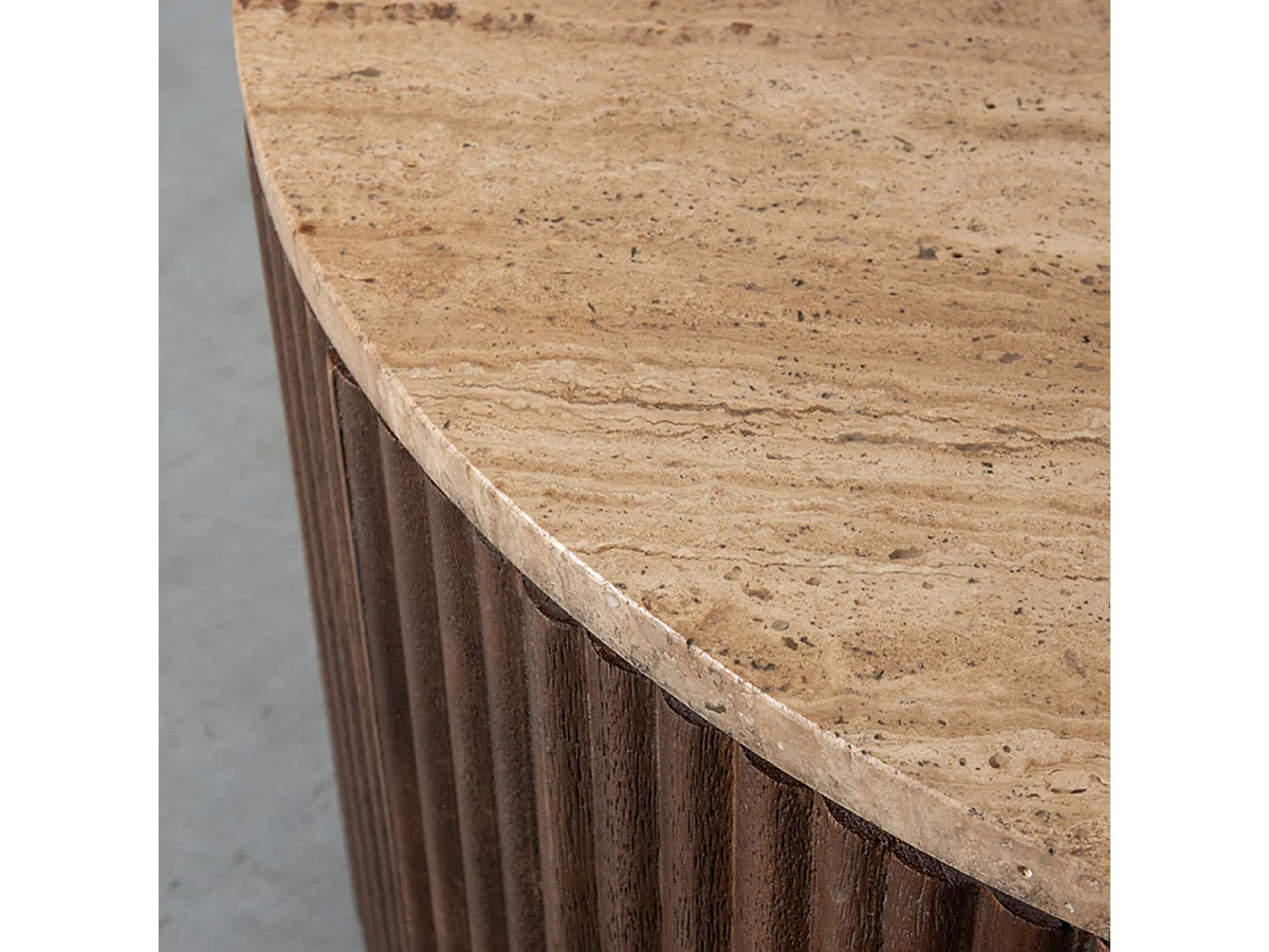 Ribble Couchtisch – Espresso – Travertin