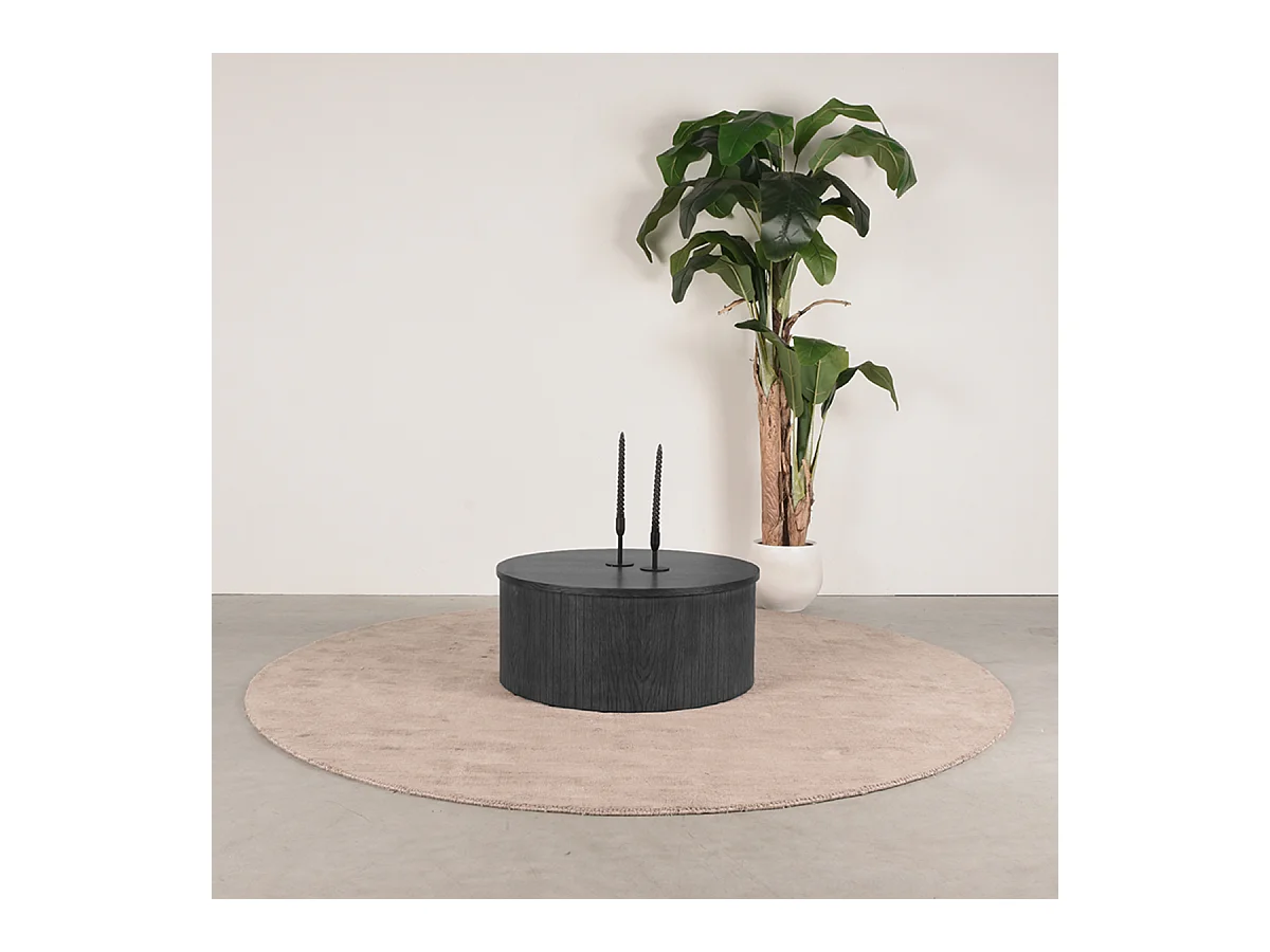 Table basse Oliva - Noir - Chêne - 70 cm