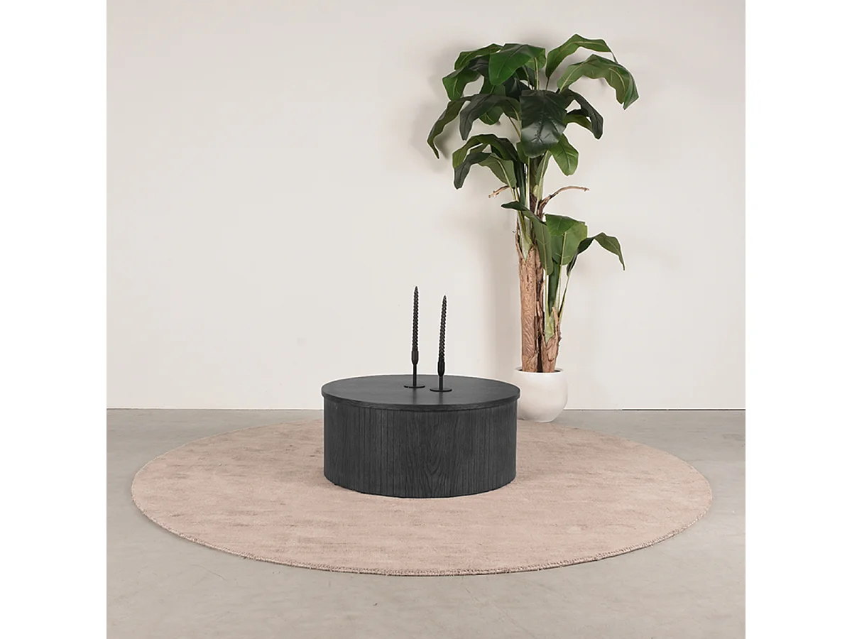 Table basse Oliva - Noir - Chêne - 70 cm