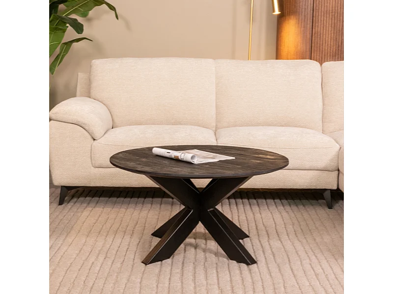 Otis Couchtisch - Schwarz - Mangoholz - 80 cm