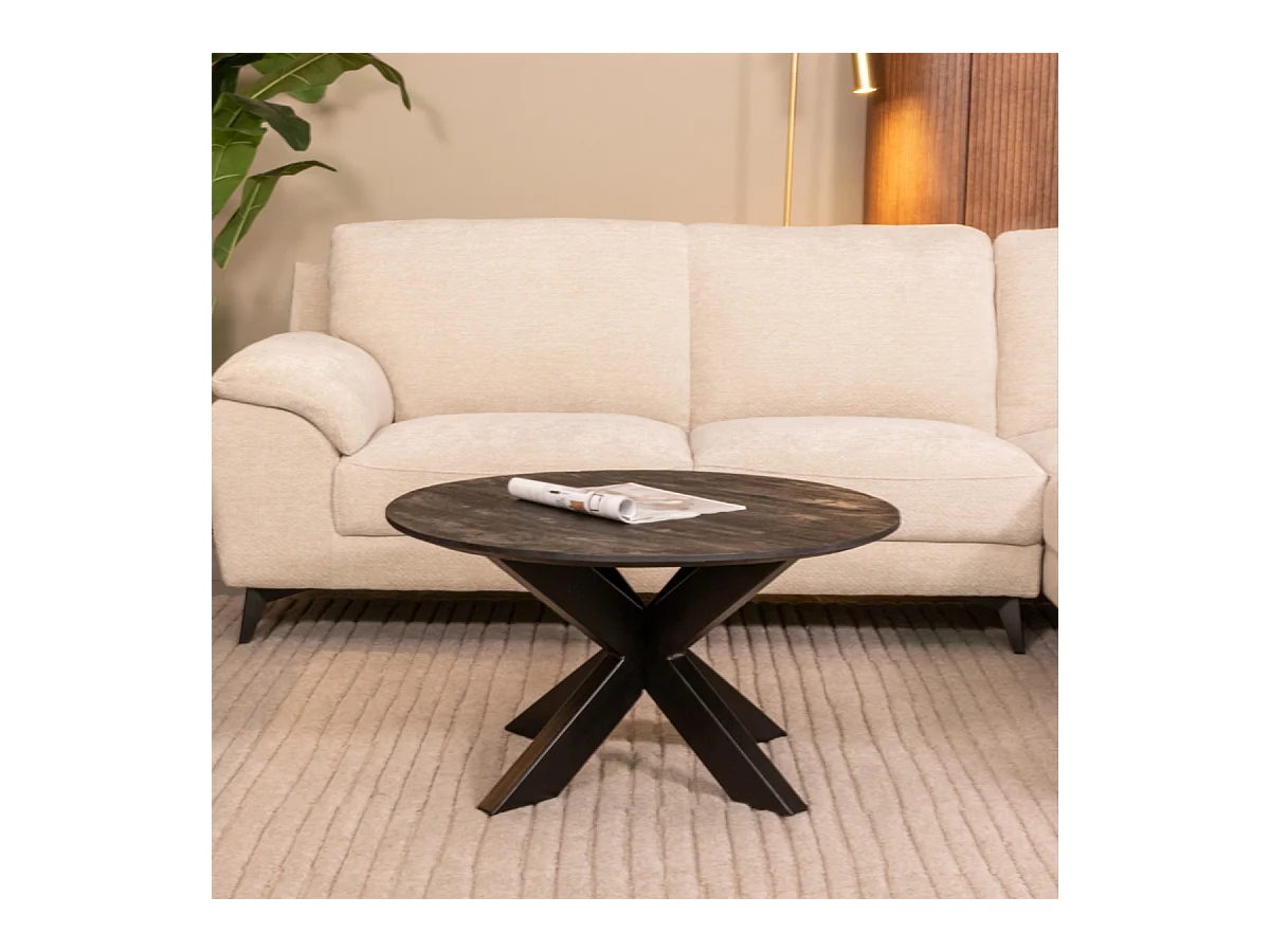 Table basse Otis - Noir - Bois de manguier - 80 cm