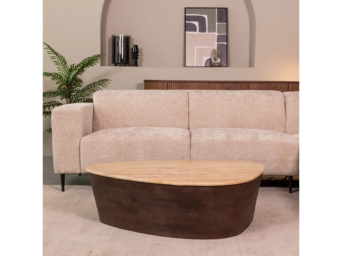 Couchtisch Ravi - Espresso - Travertin - 110 cm