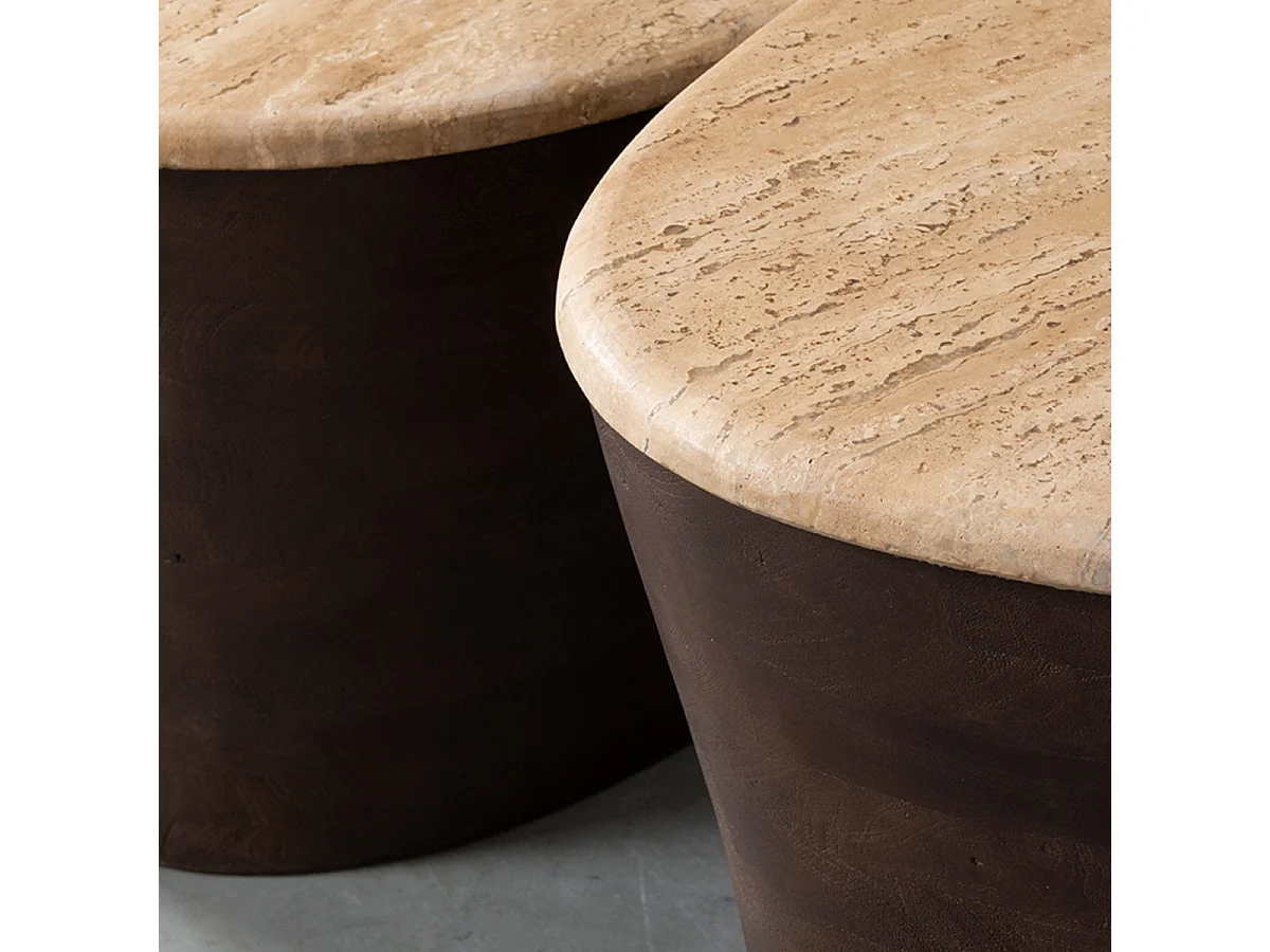 Couchtisch Ravi - Espresso - Travertin - 110 cm