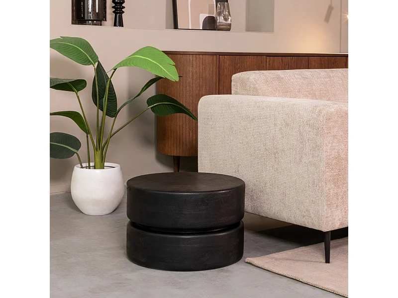 Milly Couchtisch - Schwarz - Mangoholz - 50 cm