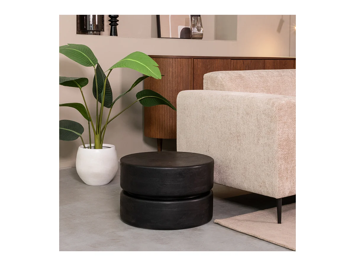 Salontafel Milly - Zwart - Mangohout - 50 cm