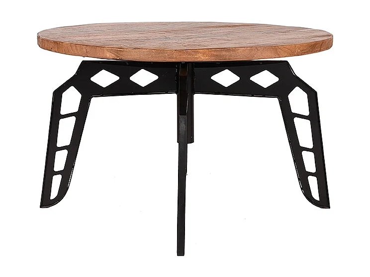 Couchtisch Pebble - Rau - Mangoholz - Rund - 80 cm