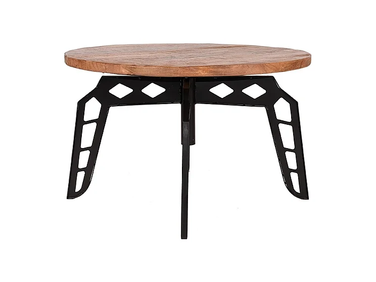 Table basse Pebble - Brut - Bois de manguier - Ronde - 80 cm